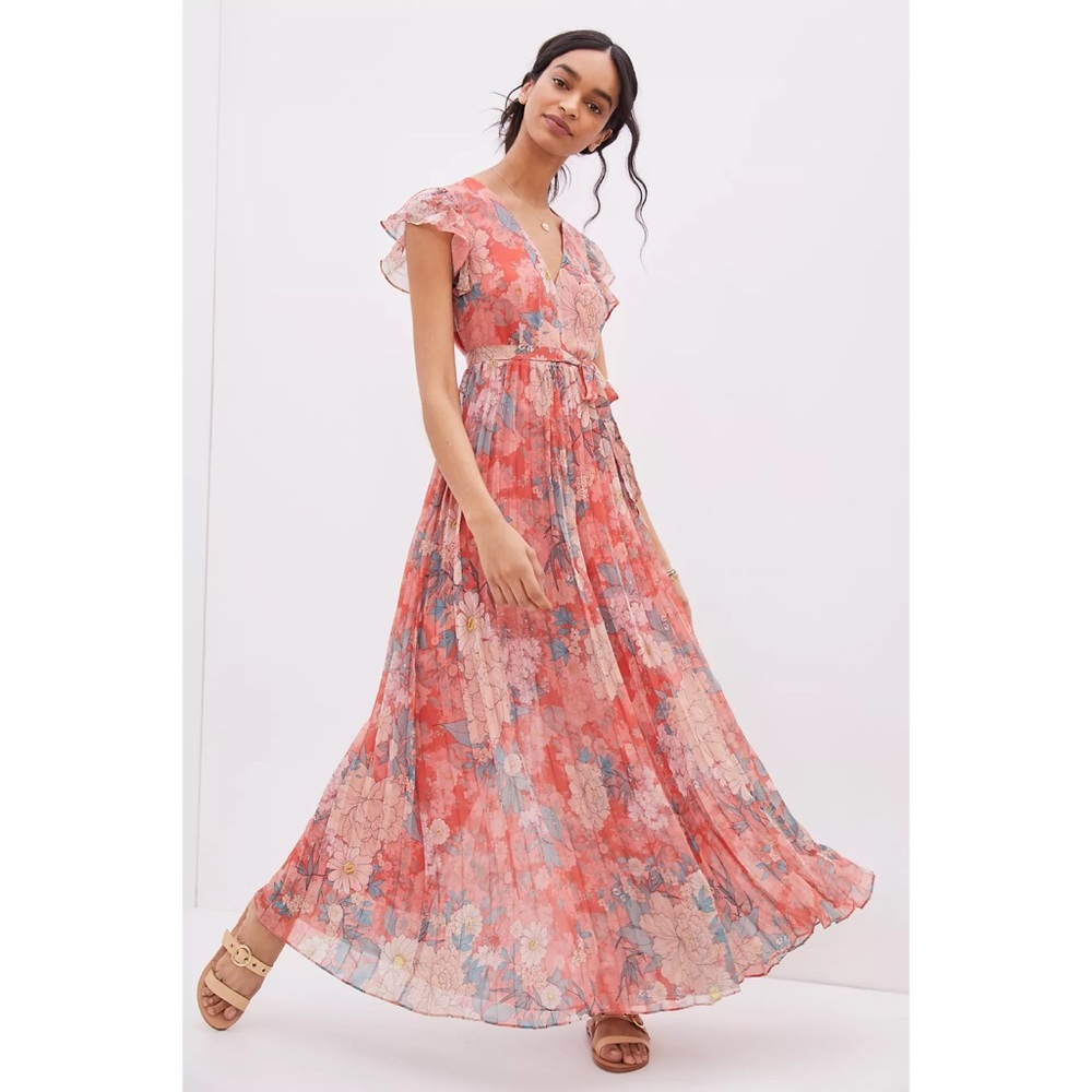 Anthropologie Kachel Parisa Pleated Wide-Leg Jumpsuit